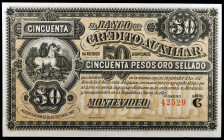 Uruguay. L. 1887. 50 pesos. (Pick S165r). Sin fecha ni firma. S/C-.