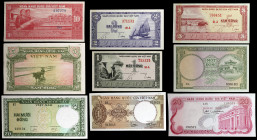 Vietnam. Lote de 9 billetes de distintos valores y fechas. Conjunto escaso. MBC+/S/C-.