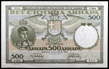 Yugoslavia. 1935. Banco Nacional. 500 dinara. (Pick 32). Pedro II. Escaso. EBC-.