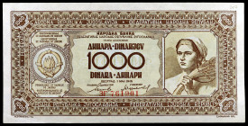 Yugoslavia. 1946. Banco Nacional. 1000 dinara. (Pick 67a). Escaso. S/C-.