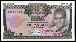 Zambia. s/d (1973). 50 ngwee. (Pick 14a). K. Kaunda. S/C-.
