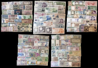 Lote de 195 billetes de diversos países. A examinar. BC/S/C-.