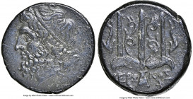 SICILY. Syracuse. Hieron II (ca. 275-215 BC). AE litra (19mm, 4h). NGC Choice XF. Head of Poseidon left, wearing taenia / ΙΕΡΩ-ΝΟΣ / Θ-Φ, trident head...