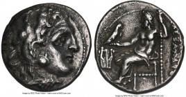 MACEDONIAN KINGDOM. Alexander III the Great (336-323 BC). AR drachm (16mm, 11h). NGC XF. Late lifetime-early posthumous issue of Colophon, ca. 323-319...