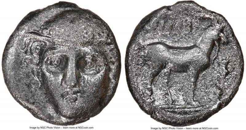 THRACE. Aenus. Ca. 450-400 BC. AR diobol (10mm, 11h). NGC VF. Head of Hermes fac...