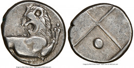 THRACE. Chersonesus. Ca. 4th century BC. AR hemidrachm (13mm, 11h). NGC Choice VF. Persic standard, ca. 480-350 BC. Forepart of lion right, head rever...