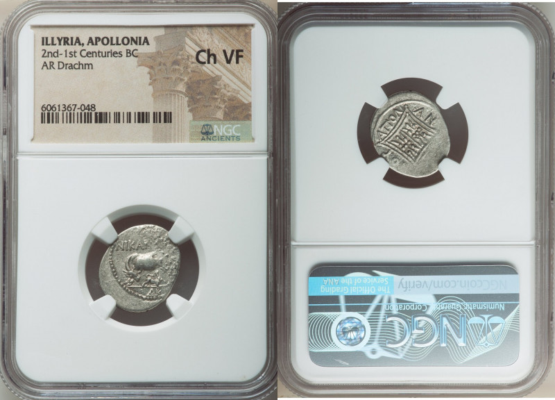 ILLYRIA. Apollonia. Ca. 2nd-1st Centuries BC. AR drachm (19mm, 4h). NGC Choice V...