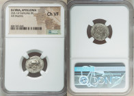ILLYRIA. Apollonia. Ca. 2nd-1st Centuries BC. AR drachm (17mm, 4h). NGC Choice VF. Timen and Damophontus, magistrates. TIMHN, cow standing left, head ...