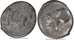 ACARNANIA. Anactorium. Ca. 350-300 BC. AR stater (21mm, 8.18 gm, 10h). NGC Choice XF 5/5 - 2/5. Pegasus flying left, AN below / Head of Athena left we...