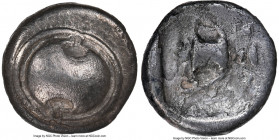 BOEOTIA. Federal Coinage. Ca. 425-375 BC. AR hemidrachm (13mm, 2.44 gm, 8h). NGC XF 4/5 - 2/5. Boeotian shield / BO-IΩ, cantharus, club right above, a...