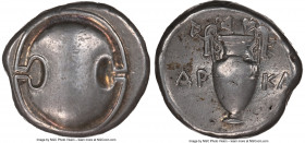 BOEOTIA. Federal Coinage. Thebes. Ca. 395-338 BC. AR stater (20mm, 12.30 gm, 11h). NGC Choice VF 4/5 - 5/5. Arca-, magistrate, ca. 368-364 BC. Boeotia...