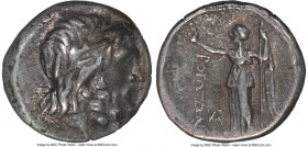 BOEOTIA. Federal Coinage. Ca. 225-171 BC. AR drachm (17mm, 5.04 gm, 8h). NGC Choice VF 4/5 - 4/5. Laureate head of Poseidon right / BOIΩTΩN, Nike stan...