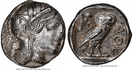 ATTICA. Athens. Ca. 440-404 BC. AR tetradrachm (24mm, 17.15 gm, 10h). NGC Choice AU 3/5 - 4/5. Mid-mass coinage issue. Head of Athena right, wearing e...