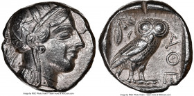 ATTICA. Athens. Ca. 440-404 BC. AR tetradrachm (25mm, 17.15 gm, 10h). NGC Choice XF 5/5 - 2/5, test cut. Mid-mass coinage issue. Head of Athena right,...