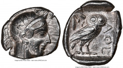 ATTICA. Athens. Ca. 440-404 BC. AR tetradrachm (26mm, 17.15 gm, 3h). NGC XF 5/5 - 3/5. Mid-mass coinage issue. Head of Athena right, wearing earring, ...