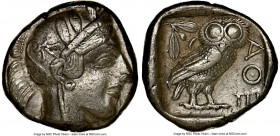 ATTICA. Athens. Ca. 440-404 BC. AR tetradrachm (23mm, 17.16 gm, 1h). NGC XF 5/5 - 3/5. Mid-mass coinage issue. Head of Athena right, wearing earring, ...