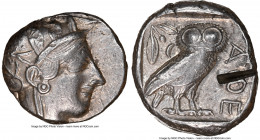 ATTICA. Athens. Ca. 440-404 BC. AR tetradrachm (25mm, 17.18 gm, 10h). NGC XF 4/5 - 2/5, test cut. Mid-mass coinage issue. Head of Athena right, wearin...