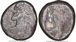 ACHAEMENID PERSIA. Xerxes II-Artaxerxes II (5th-4th centuries BC). AR siglos (16mm). NGC Fine. Ca. 400-340 BC. Persian Great King in kneeling-running ...