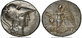 PAMPHYLIA. Side. Ca. 3rd-2nd centuries BC. AR tetradrachm (29mm, 15.77 gm, 12h). NGC AU 5/5 - 3/5, brushed. Attic standard. Cleux-, magistrate. Head o...