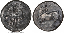CILICIA. Celenderis. Ca. 425-350 BC. AR stater (20mm, 9h). NGC Choice VF. Ca. 425-400 BC. Youthful nude male rider, reins in left hand, kentron in rig...