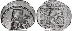 PARTHIAN KINGDOM. Artabanus IV (ca. AD 10-38). AR drachm (21mm, 11h). NGC Choice XF, graffito. Ecbatana mint. Bust of Artabanus IV left with long poin...