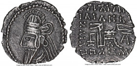 PARTHIAN KINGDOM. Osroes II (ca. AD 190-208). AR drachm (19mm, 12h). NGC Choice XF. Ecbatana, ca. AD 190. Diademed and draped bust left, with long poi...