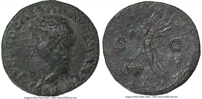 Nero (AD 54-68). AE as (28mm, 6h). NGC VF, smoothing. Lugdunum, AD 66. IMP NERO ...