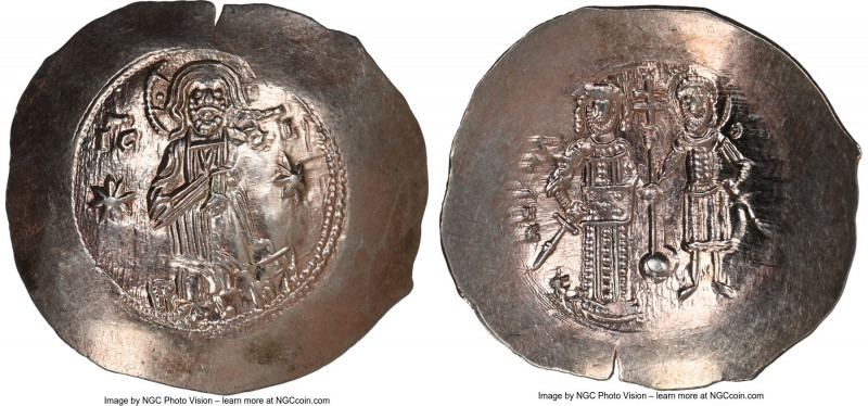 Manuel I Comnenus (AD 1143-1180). EL aspron trachy (31mm, 4.23 gm, 5h). NGC Choi...