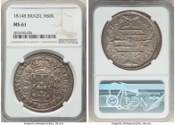 João Prince Regent 960 Reis 1814-B MS61 NGC, Bahia mint, KM307.1, LMB-399. Overstruck on a colonial 8 Reales. An attractive, boldly rendered offering ...
