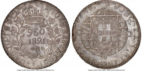 João VI 960 Reis 1821-B MS61 NGC, Bahia mint, KM326.2. An appealing, pewter toned specimen that features chiseled designs. From the Leo's College Fund...