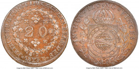 Pedro I 20 Reis 1823-R AU58 Brown NGC, Rio de Janeiro mint, KM360.1, LMB-579A, Bentes-495.03. No crown linear variety. An attractive, dark-chocolate t...