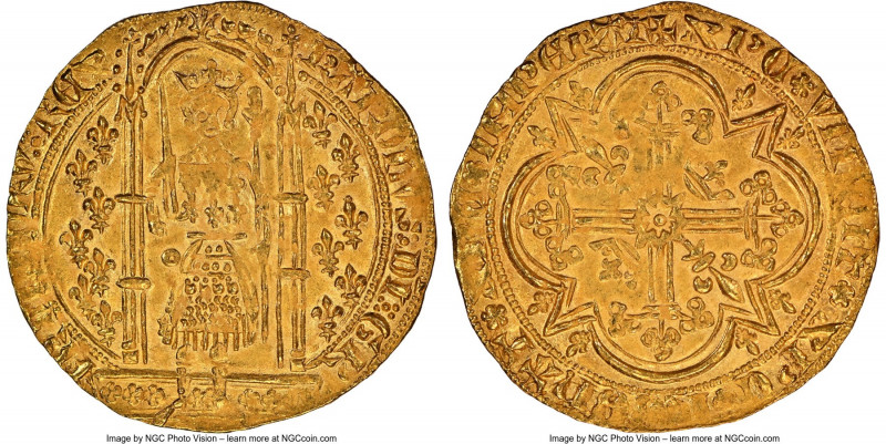 Charles V gold Franc à Pied ND (1364-1380) MS65 NGC, Paris mint, Fr-284, Dup-360...