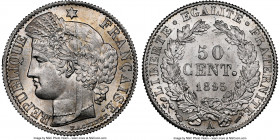 Republic 50 Centimes 1895-A MS66 NGC, Paris mint, KM834.1. Bearing the second highest grade awarded to this variety by NGC, this offering presents wit...