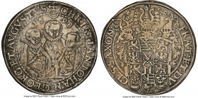 Saxony. Christian II, Johann Georg & August Taler 1598-HB XF Details (Cleaned) NGC, Dav-9820. Despite cleaning interventions, the offering has maintai...