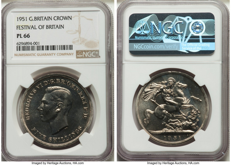 George VI 10-Piece Certified "Festival of Great Britain" Proof Set 1951 NGC, KM-...