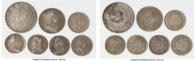 7-Piece Lot of Uncertified Mixed silver Denominations, Includes (2) George II, (3) George III and (2) William III. Dates range from 1696-1812. Denomin...