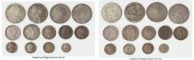 13-Piece Lot of Uncertified Assorted Minors, Includes 1,2,3,4,6 Pence and Shilling. Dates range from 1686-1816. Sizes range from 11.9-25.8mm. Weights ...