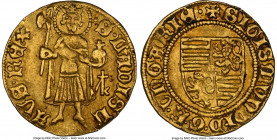 Sigismund (1387-1437) gold Goldgulden ND (c. 1411) AU55 NGC, Buda mint, Fr-10, Husz-573, CNH-119A. 3.51gm. Obverse: Quartered arms with lions. Reverse...