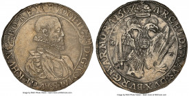 Rudolph II Taler 1602-KB AU Details (Obverse Stained) NGC, KM11, Dav-3013. A scarcer Hungarian Taler type. Reverse maintains well sculpted devices and...