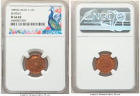 British India. Edward VII Restrike 1/12 Anna 1909-(c) PR64 Red and Brown NGC, Calcutta mint, KM498. An offering that boasts eye-catching surfaces with...