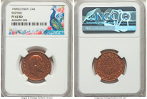 British India. Edward VII Proof Restrike 1/4 Anna 1909-(c) PR62 Red NGC, Calcutta mint, KM502. A near choice offering that exhibits maple and mauve to...
