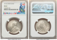 British India. George V Rupee 1911-(c) MS64 NGC, Calcutta mint, KM523. One year type. An offering that exhibits cartwheel luster, sharp devices, and a...