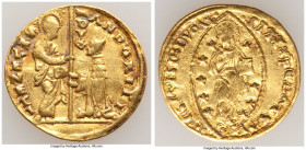 Venice. Andrea Gritti gold Ducat ND (1523-1539) VF, Fr-1246. 21.4mm.3.45gm. AND GRITI DVX | • SM • VЄNЄTI, St. Mark standing right presenting banner t...