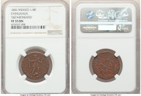 Chihuahua. Republic "Departmento" 1/4 Real 1855 VF35 Brown NGC, KM343. An attractive offering that is struck on center and exhibits magenta and bright...