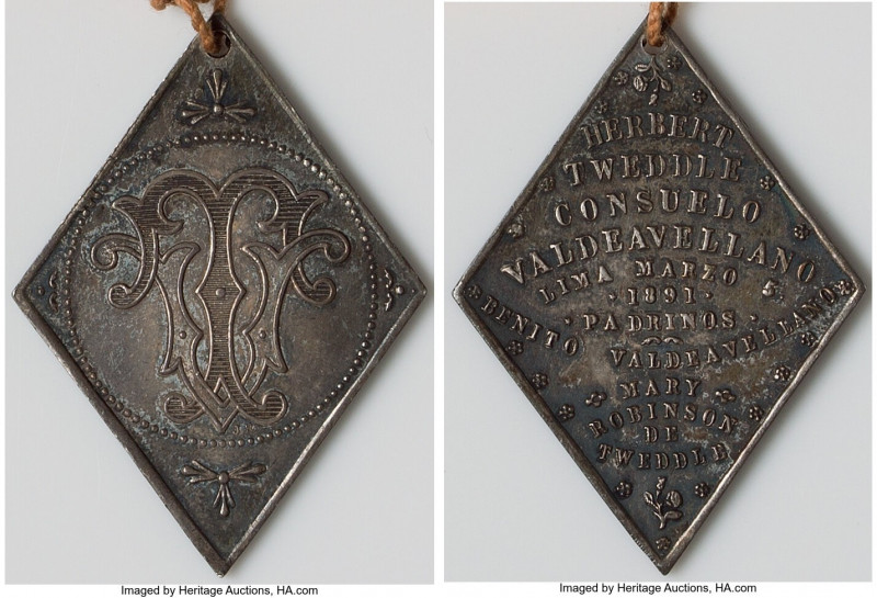 Republic silver "Wedding" Medal 1891 UNC, 30x42mm. An intriguing wedding souveni...
