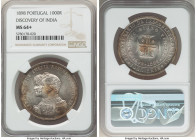 Carlos I "Discovery of India" 1000 Reis 1898 MS64+ NGC, KM539, Gomes-14.01. An offering that presents argent surfaces with areas of dark walnut toning...