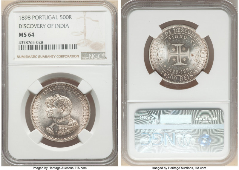 Carlos I Pair of Certified "Discovery of India" Multiple Reis 1898 NGC, 1) 500 R...