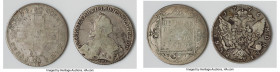 Pair of Uncertified Roubles Fine-VF, 1) Paul I Rouble 1798 CM-MБ - St. Petersburg mint, KM-C101a, Bitkin-32. 37mm. 20gm. 2) Catherine II Rouble 1776 C...