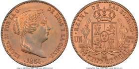 Isabel II Proof 25 Centimos 1854 PR66 Red and Brown NGC, Segovia mint, KM615.2. Tied with two other examples for NGC's "top pop" position. Rightly so,...