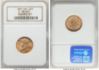 Confederation gold 20 Francs 1914-B MS66 NGC, Bern mint, KM35.1. True gem with harvest gold toning. AGW 0.1867 oz. 

HID09801242017

© 2022 Herita...